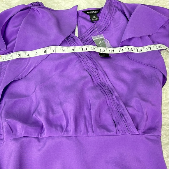 White House Black Market Flutter Sleeve Silk  Purple Blouse NWT - Picture 13 of 14